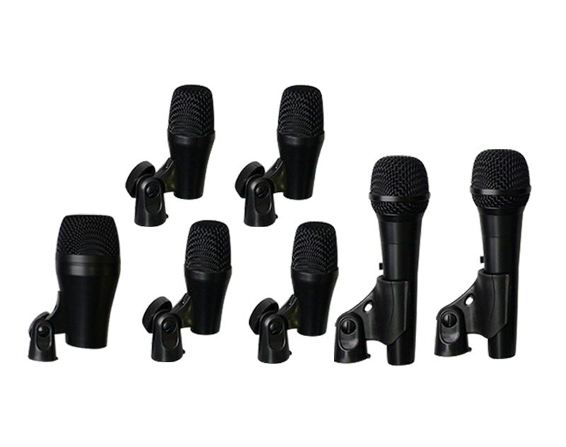 7 Piece Drum Microphone Kit Bass Snare Tom Overhead Mics PGAD7