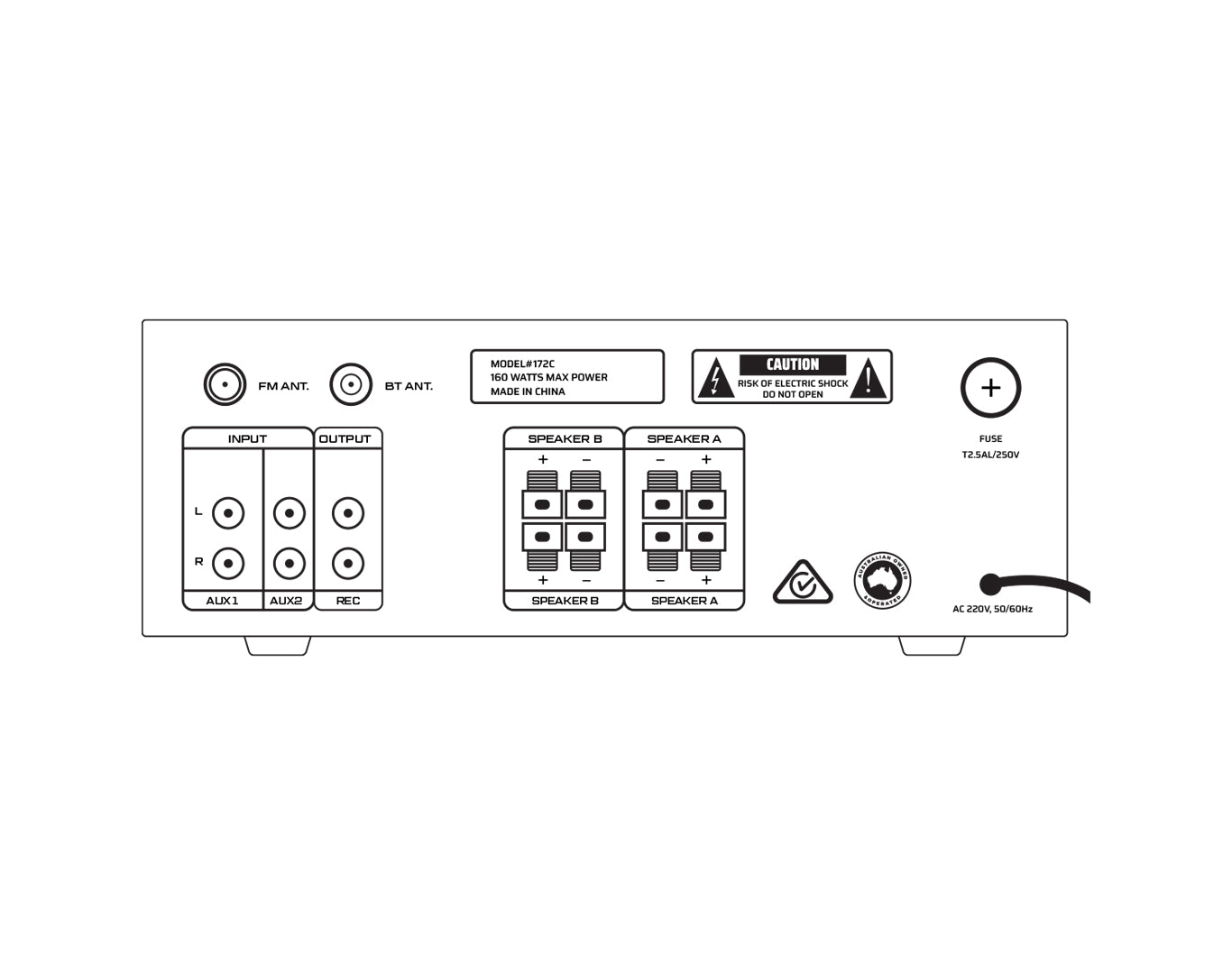 2 Channel Amplifier + 4 x 6" Indoor Ceiling Speakers Cafe Restaurant 172C+2xC62