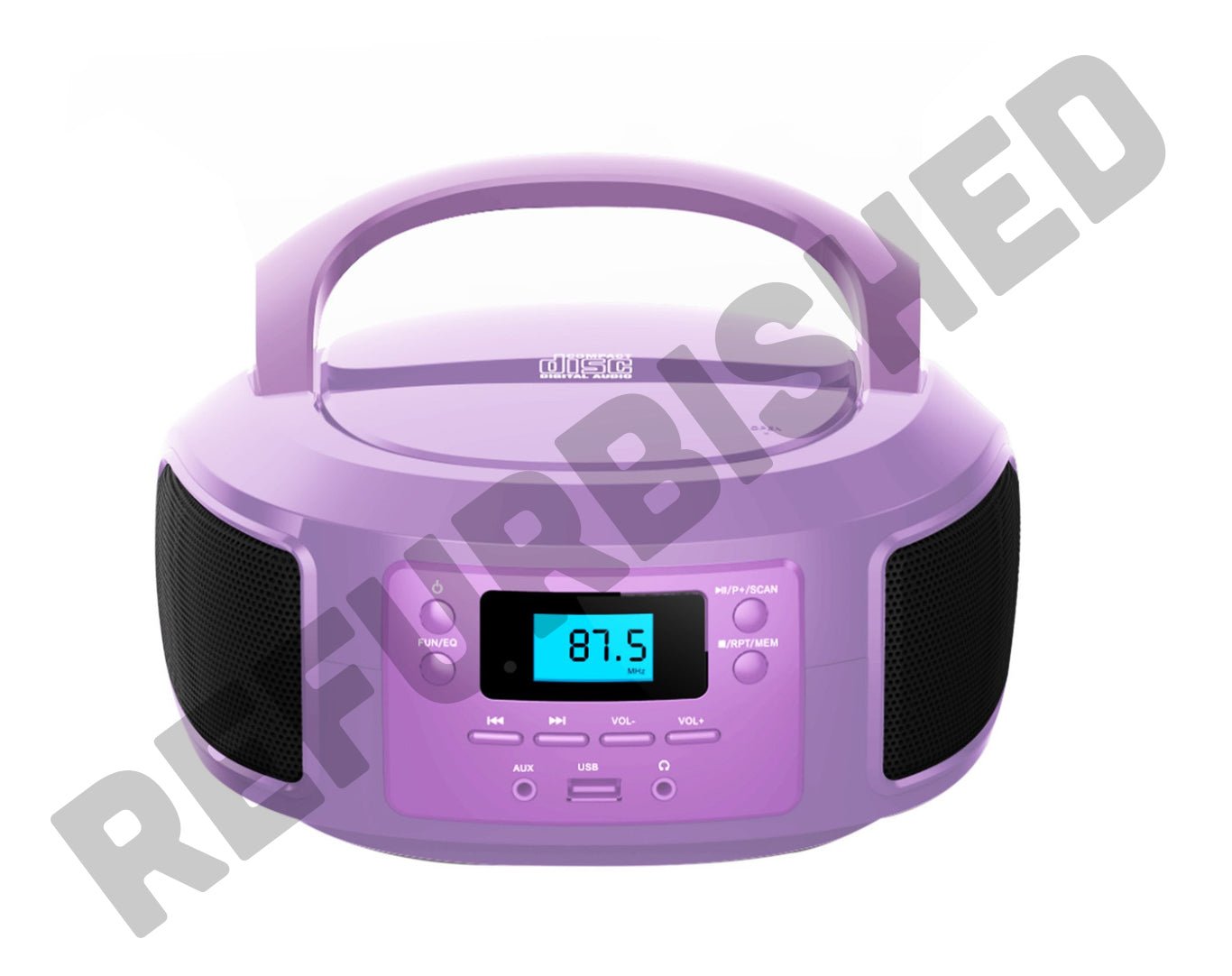 LASER *REFURBISHED* Bluetooth CD/MP3 Boombox Portable FM Radio Player Purple