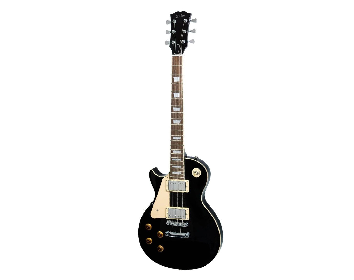 Left Hand Full Size Electric Guitar LP Style 6 String Linden Humbuckers Black EL-LC-BLK 