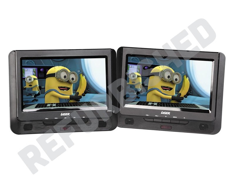 REFURBISHED Laser 9" Dual In-Car Portable DVD Player CD Travel Hi-Res Charger DVD-9 