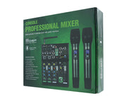 4 Channel Bluetooth Mixer + Dual Wireless Microphones M4 