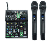 4 Channel Bluetooth Mixer + Dual Wireless Microphones M4 