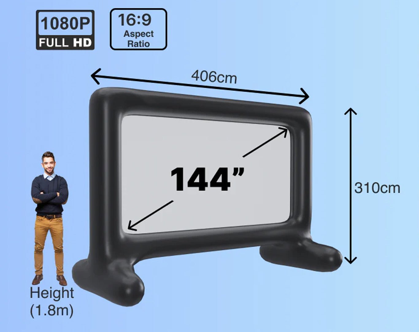 LASER *REFURBISHED* Outdoor Cinema: Full HD Projector, 144" Screen & Soundbar