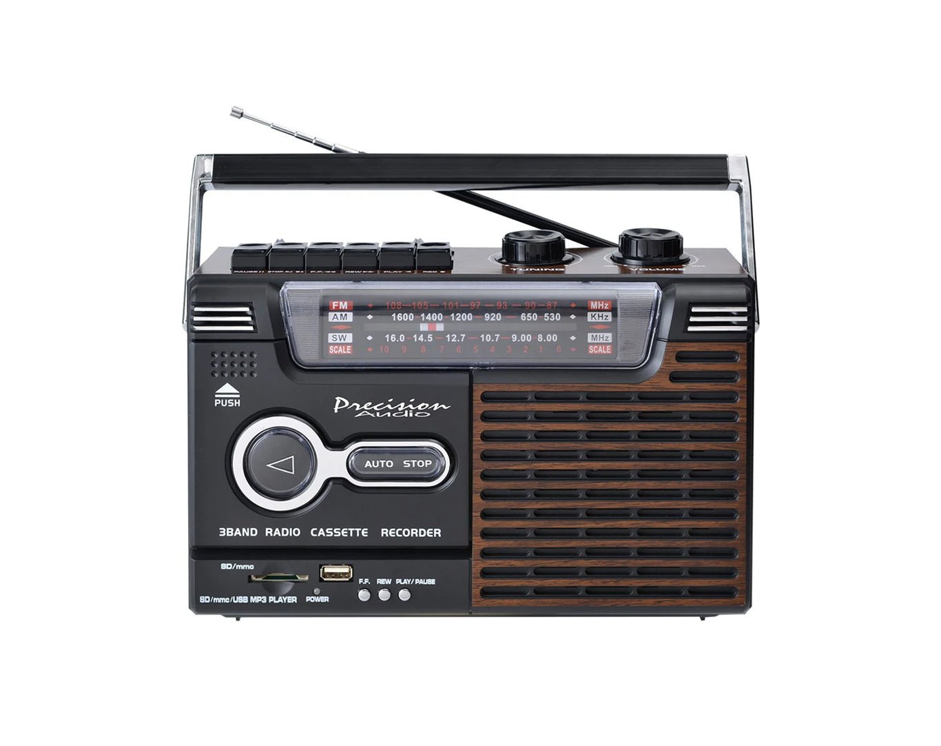 Portable Bluetooth Cassette Player AM/FM Radio Brown PA-3000 