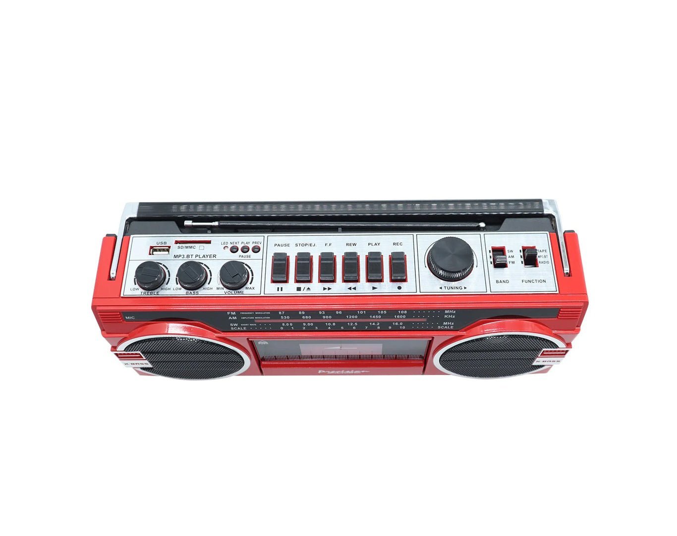 Portable Bluetooth Cassette Player Retro AM FM Radio Red PA-4000-RED