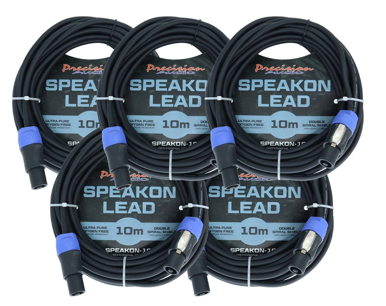 Precision Audio 5 Pack Speakon to Speakon Cable 10m SPEAKON10 