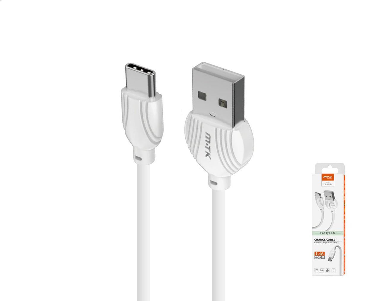 Moveteck Type-C to USB2.0 Data Cable 25cm 3.4a White TB1241