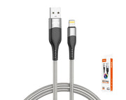 Lightning to USB Data Cable LED Light 1m 3.4A Red Grey IPX / 12 / 13 / 14 TB1517 Grey