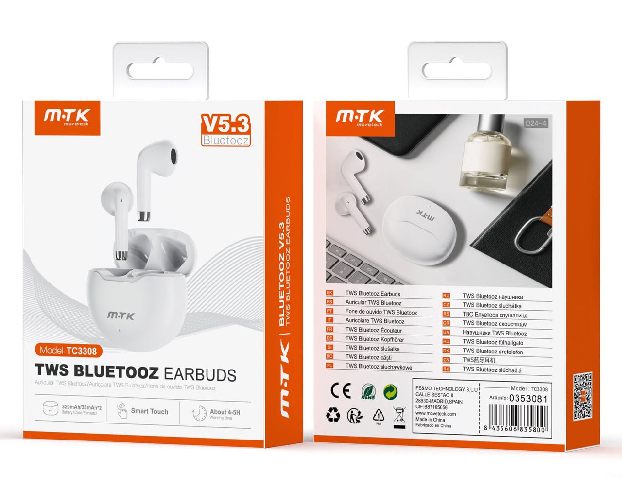 Moveteck Wireless Bluetooth Earbuds with Charging Case TC3308 