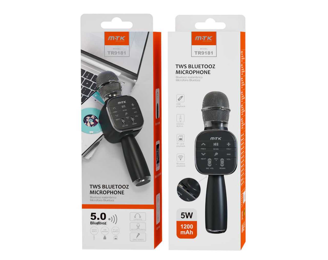 Moveteck Bluetooth Wireless Karaoke Microphone Black TR9181-BLK 