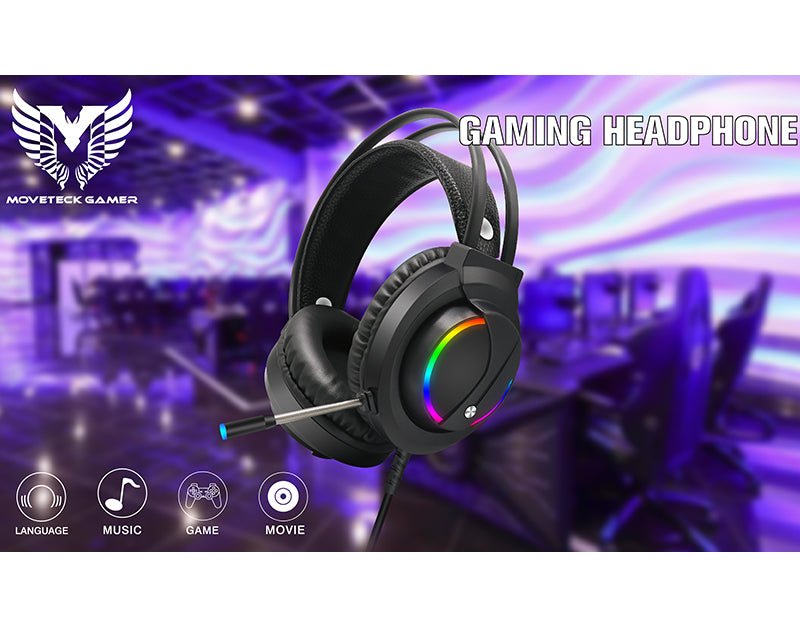 Moveteck Gaming Headphones Built In Microphone LED lights CT019