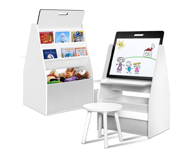 Keezi Kids 2-in-1 Bookshelf Desk Whiteboard With Stool