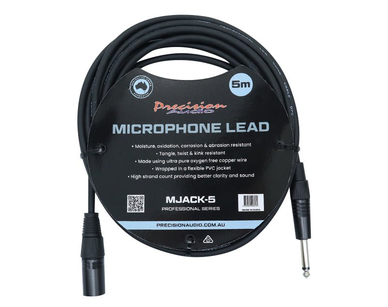 Precision Audio 1/4" to XLR Studio Stage Microphone Lead 5m MJACK5 