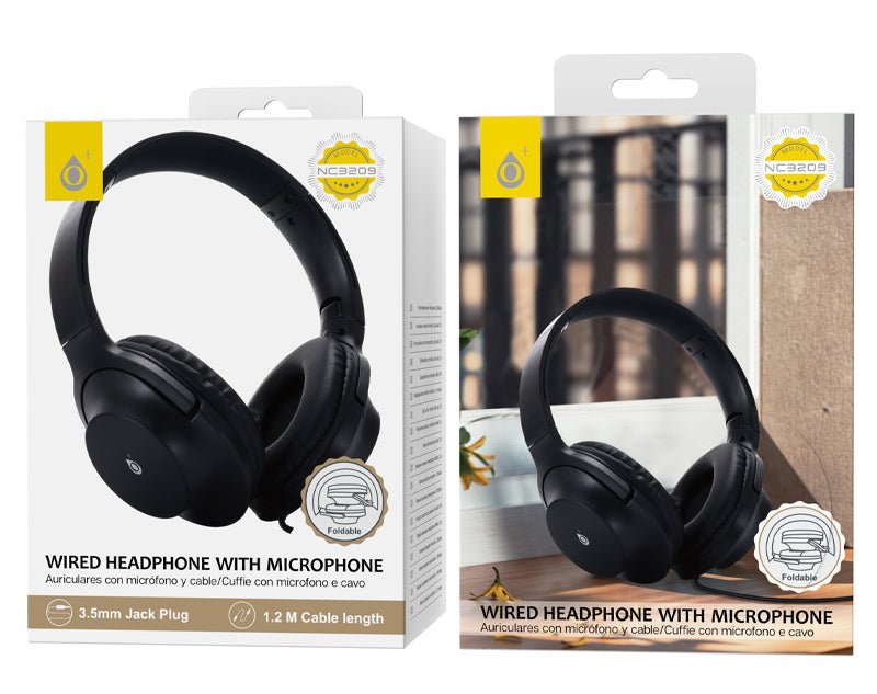 Foldable Wired Headphones 3.5mm Jack Microphone 1.2m NC3209