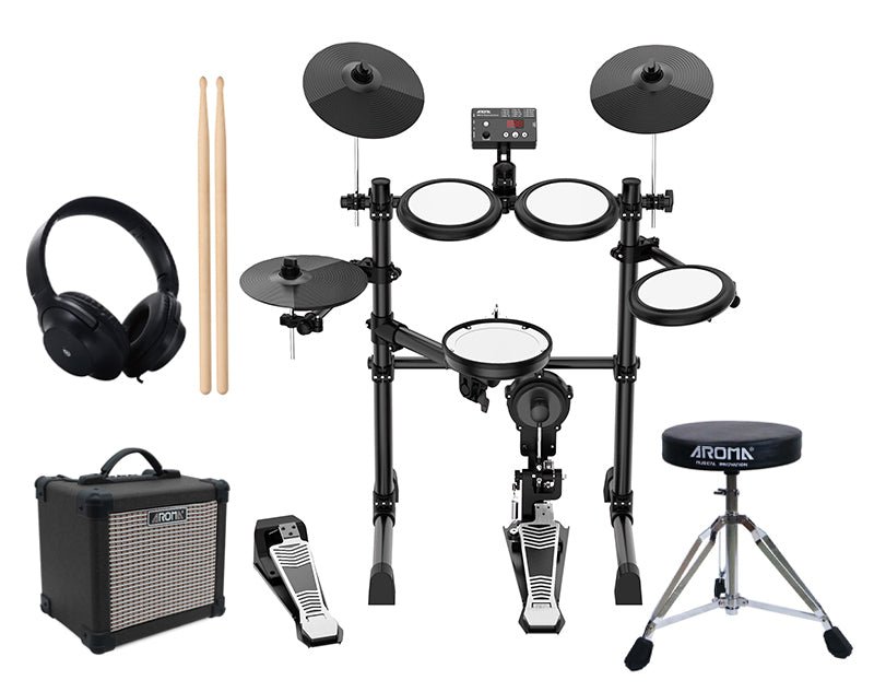 Aroma 5 Piece Electronic Drumkit Package Stool Headphones Drums Practi